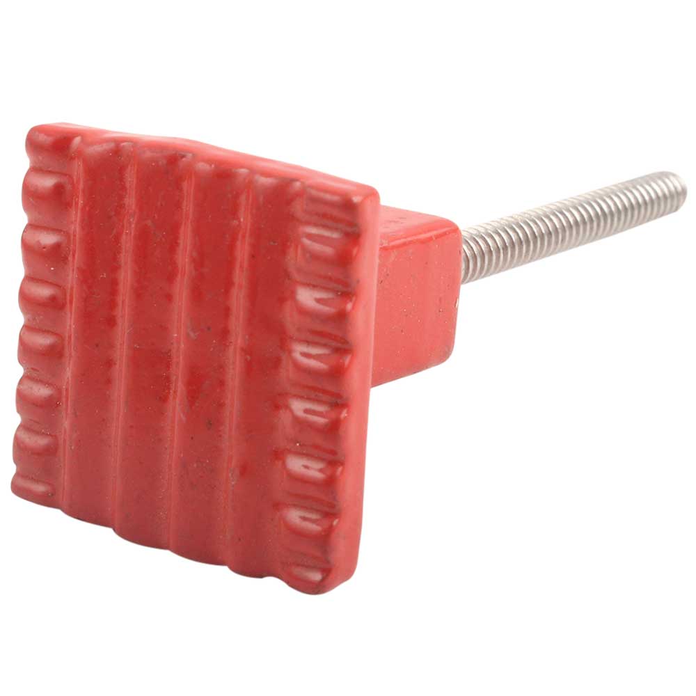 Red Square Border Metal Knobs